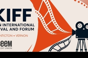 Okanagan International Film Festival and Forum (OKIFF) 2026 banner featuring film reel and vintage movie camera graphics. A gathering of cinema, culture and creativity taking place October 15–18, 2026 in Kelowna, West Kelowna, Penticton and Vernon, presented by Beem Credit Union.