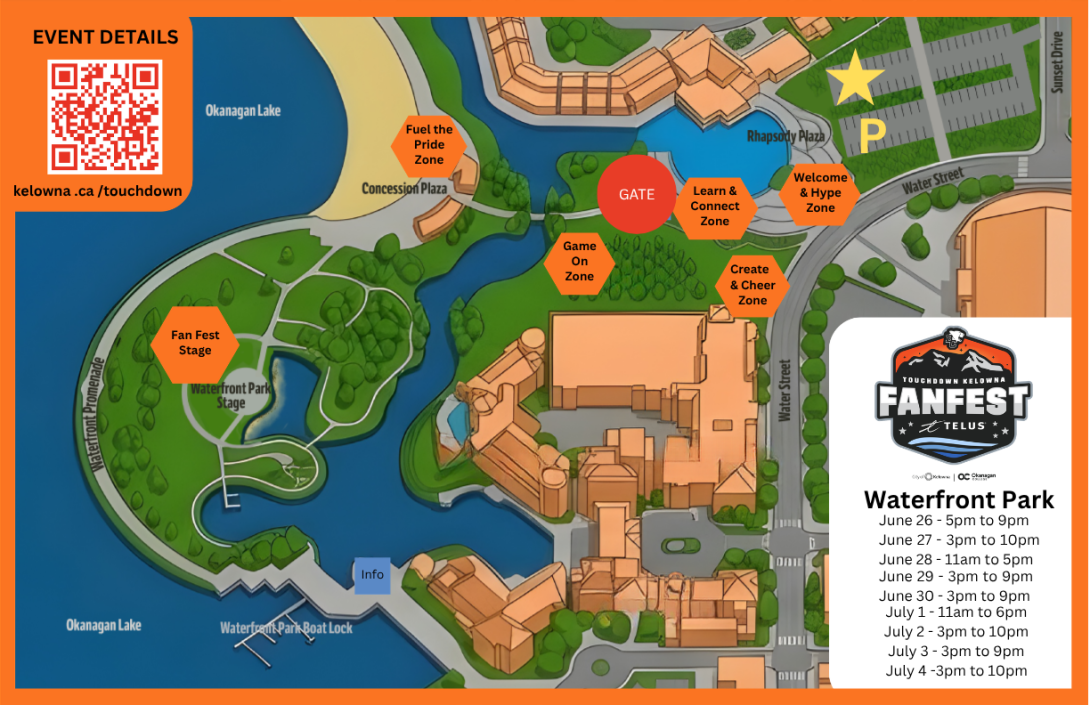 Touchdown Kelowna Fanfest - Waterfront Park Map