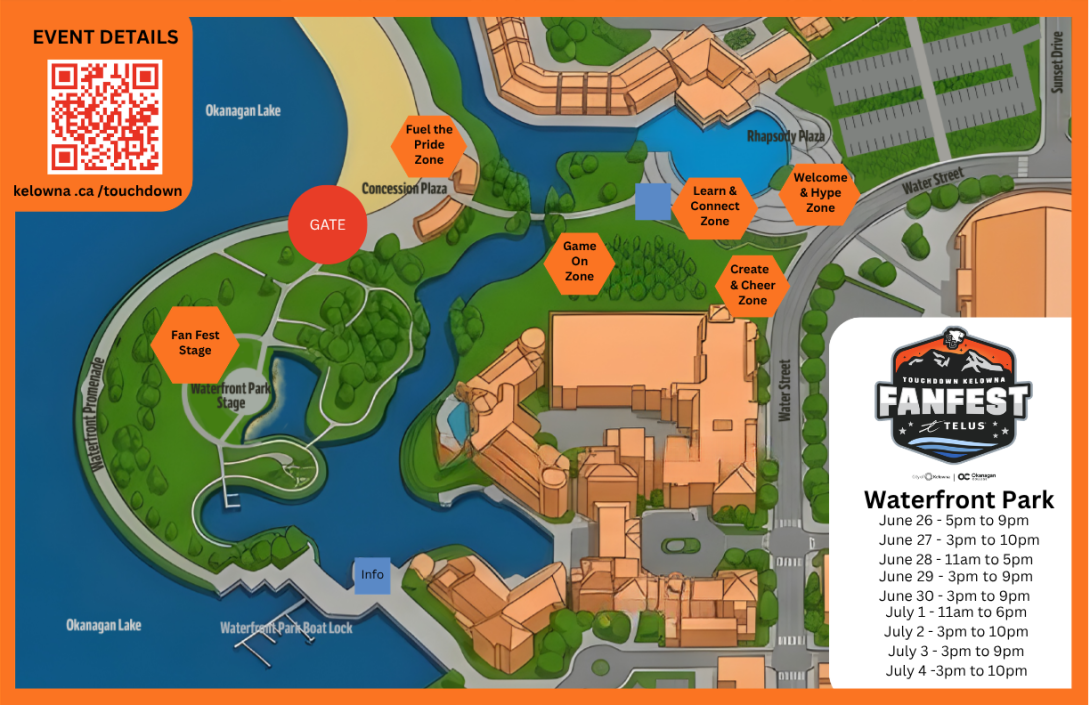Touchdown Kelowna Flip Flop Gala / Fan Fest Map